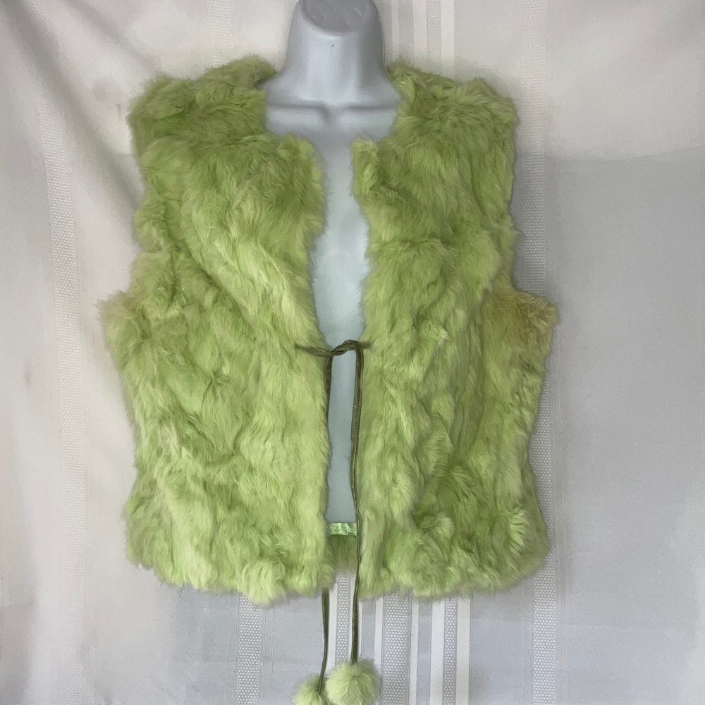 Lime Green Rabbit Fur Vest